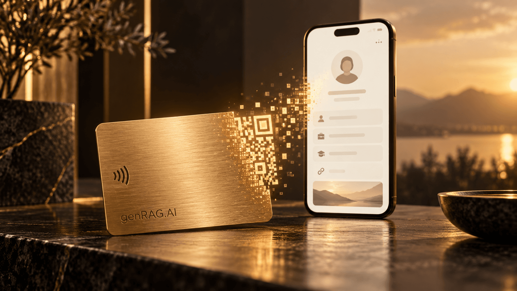 genRAG.AI Physical Card Transforming into Digital Profile